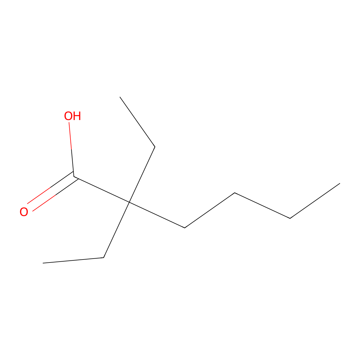 2,2-Diethylhexanoic acid molecular structure, CAS 4528-37-4