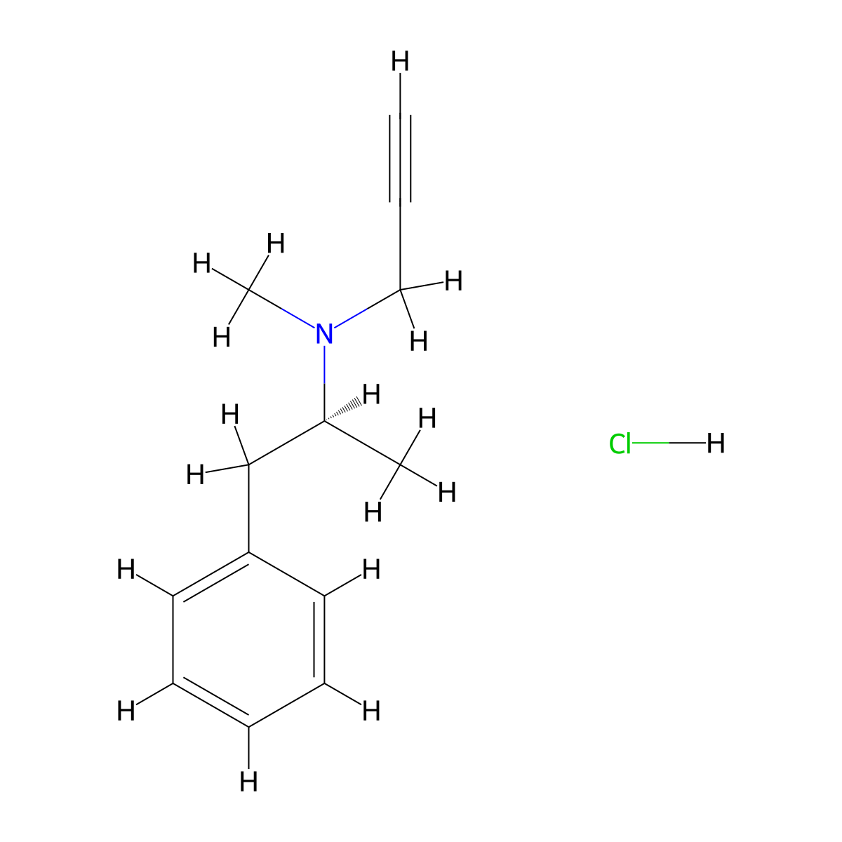 (+)-Deprenyl hydrochloride molecular structure, CAS 4528-52-3