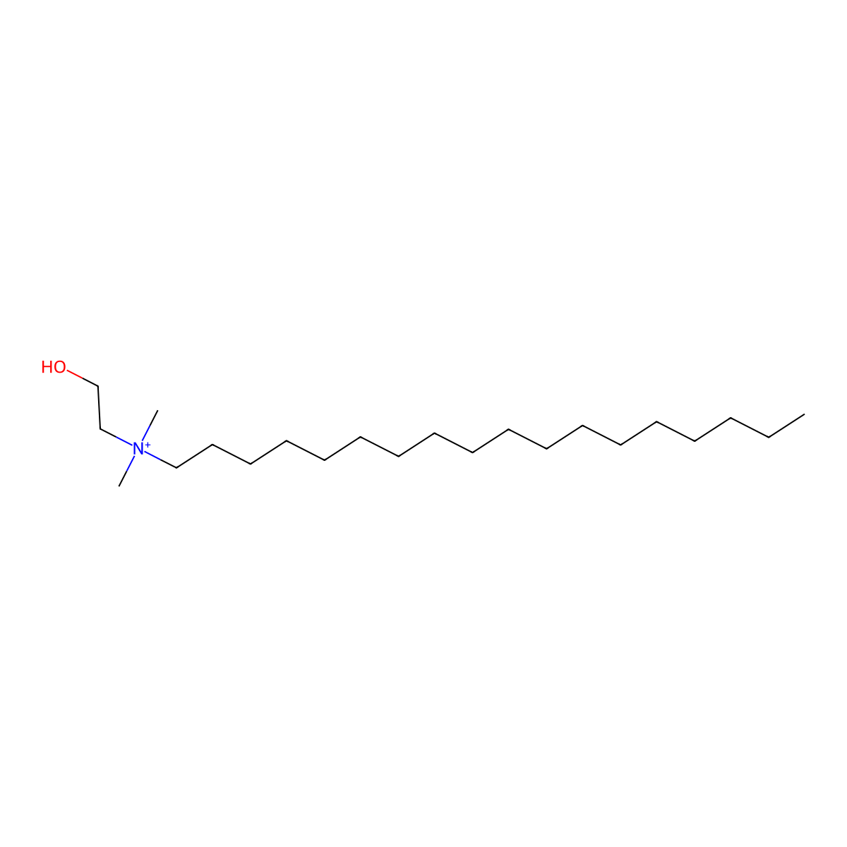 N-(2-Hydroxyethyl)-N,N-dimethyl-1-octadecanaminium molecular structure, CAS 45280-10-2