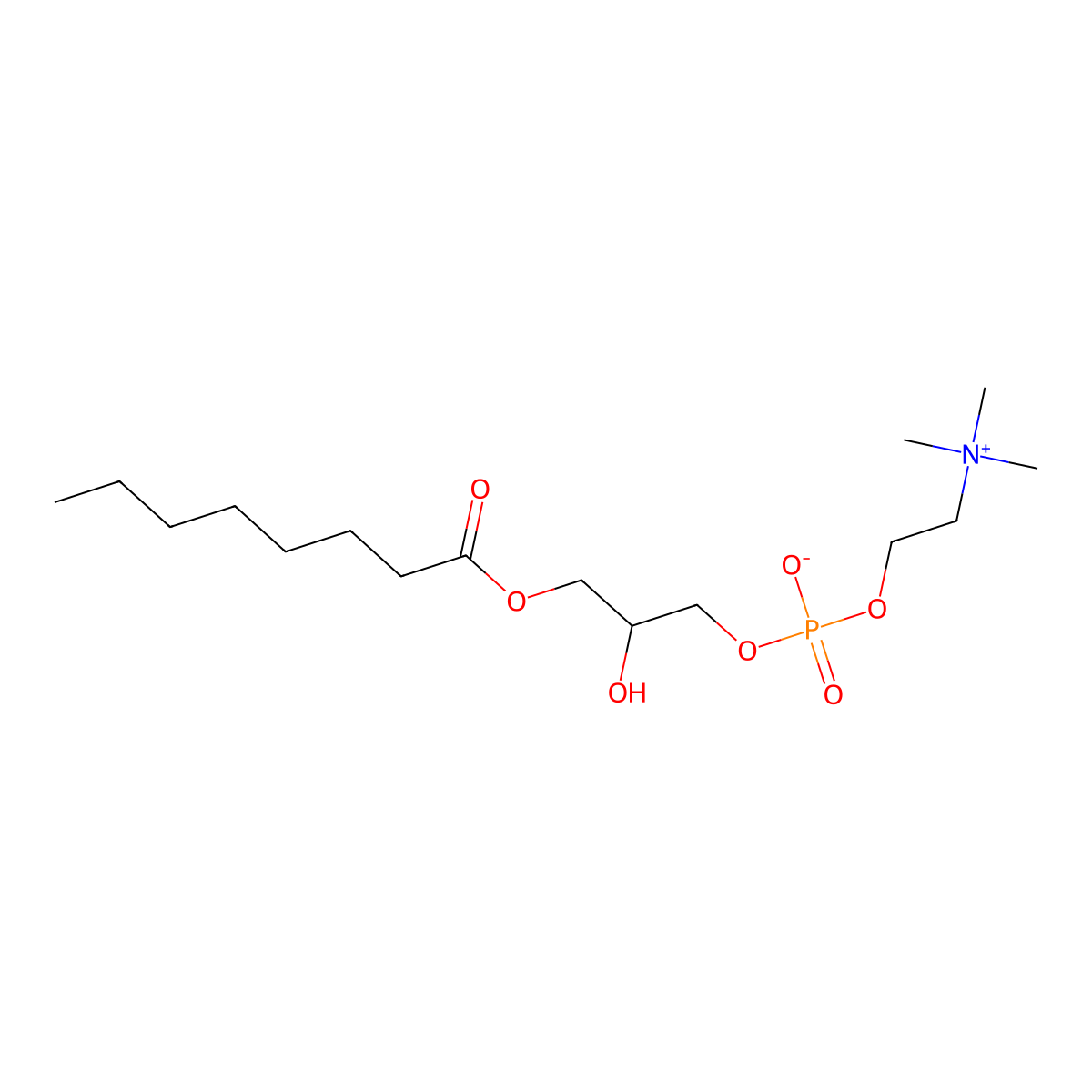 1-Octanoyl-sn-glycero-3-phosphocholine molecular structure, CAS 45287-18-1