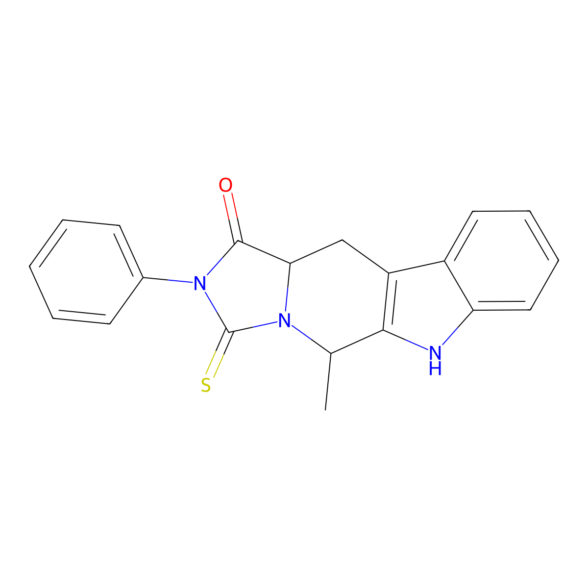5-methyl-2-phenyl-3-thioxo-2,3,5,6,11,11a-hexahydro-1H-imidazo[1',5':1,6]pyrido[3,4-b]indol-1-one molecular structure, CAS 452920-53-5