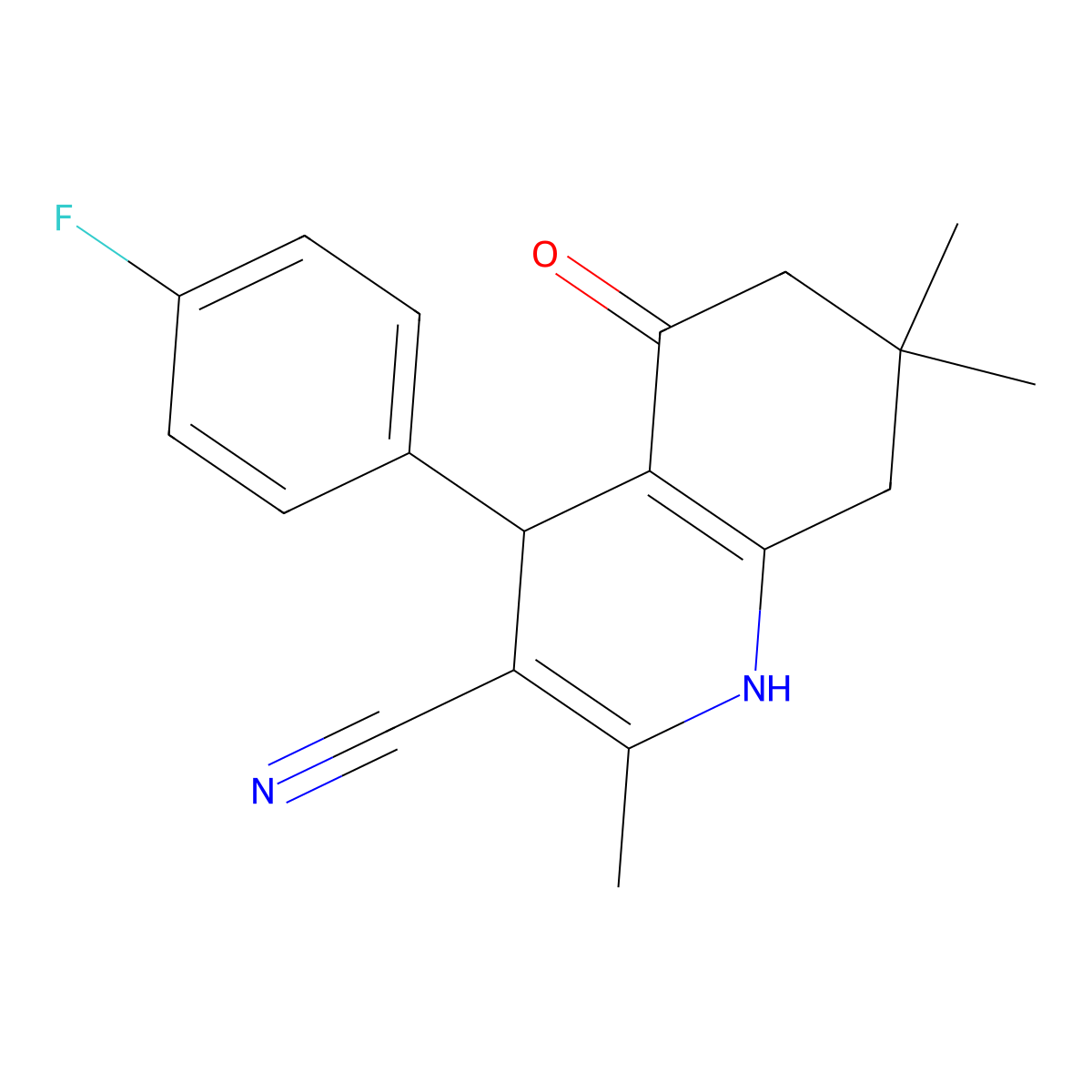 4-(4-Fluorophenyl)-2,7,7-trimethyl-5-oxo-1,4,5,6,7,8-hexahydroquinoline-3-carbonitrile molecular structure, CAS 452923-06-7