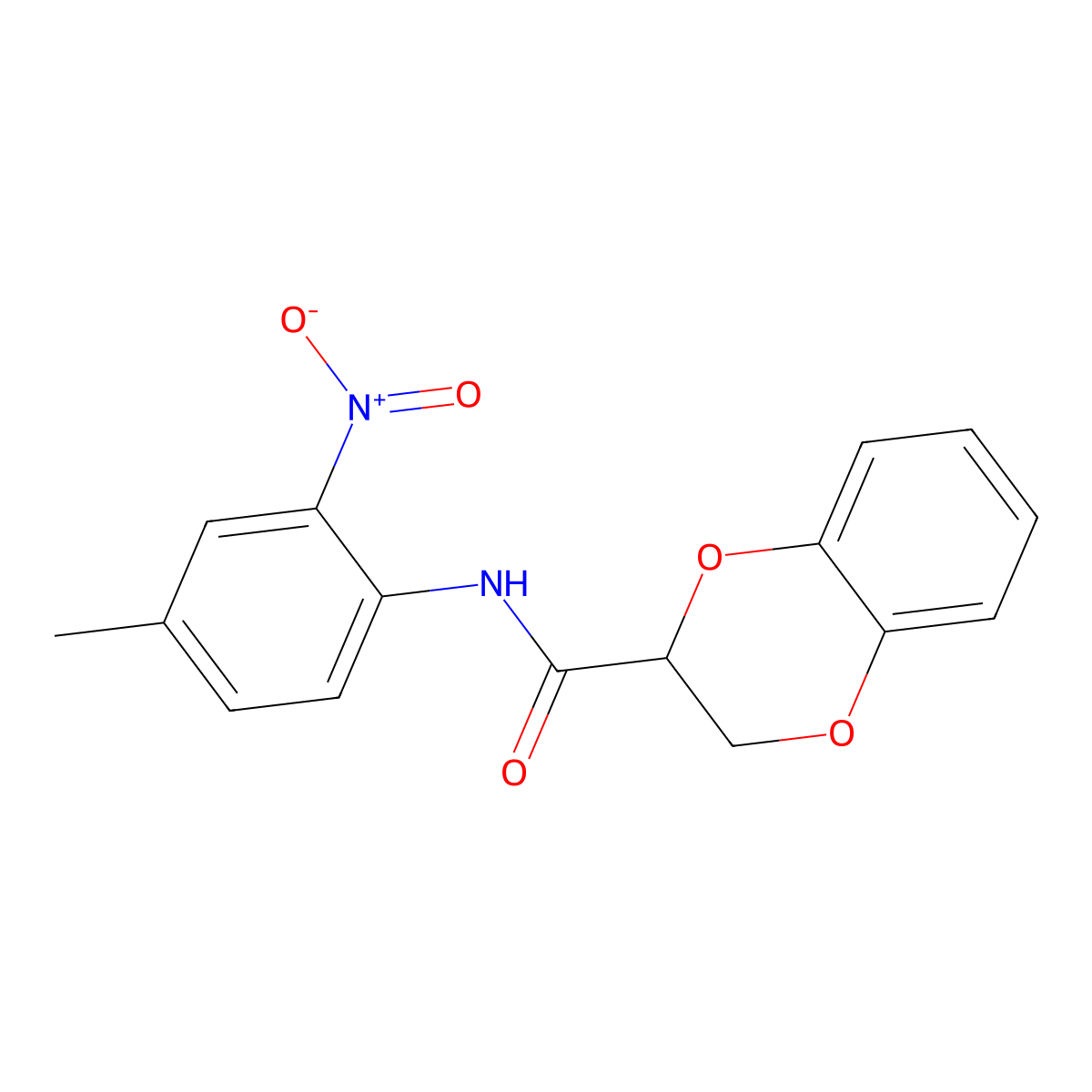 N-(4-methyl-2-nitrophenyl)-2,3-dihydro-1,4-benzodioxine-2-carboxamide molecular structure, CAS 452926-00-0