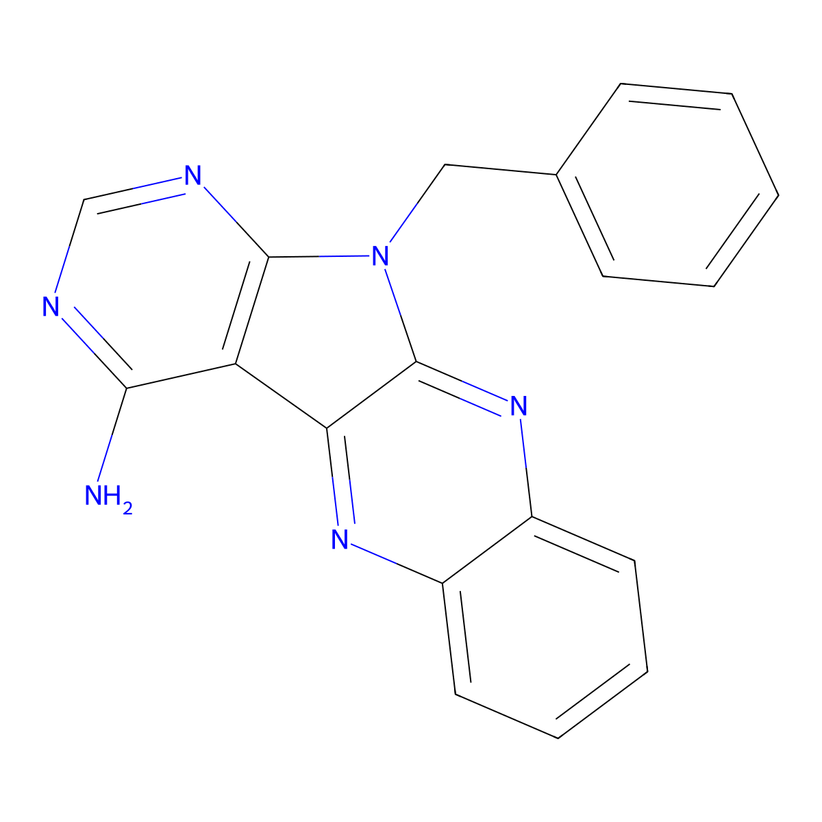 11-benzyl-11H-pyrimido[5',4':4,5]pyrrolo[2,3-b]quinoxalin-4-amine molecular structure, CAS 452927-80-9