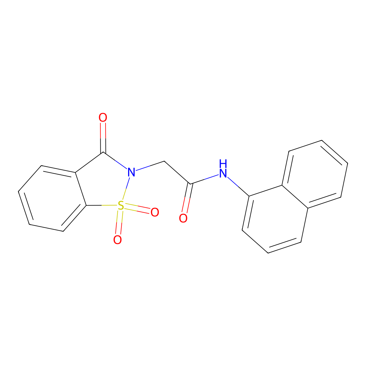 2-(1,1-dioxido-3-oxo-1,2-benzothiazol-2(3H)-yl)-N-(naphthalen-1-yl)acetamide molecular structure, CAS 452935-77-2
