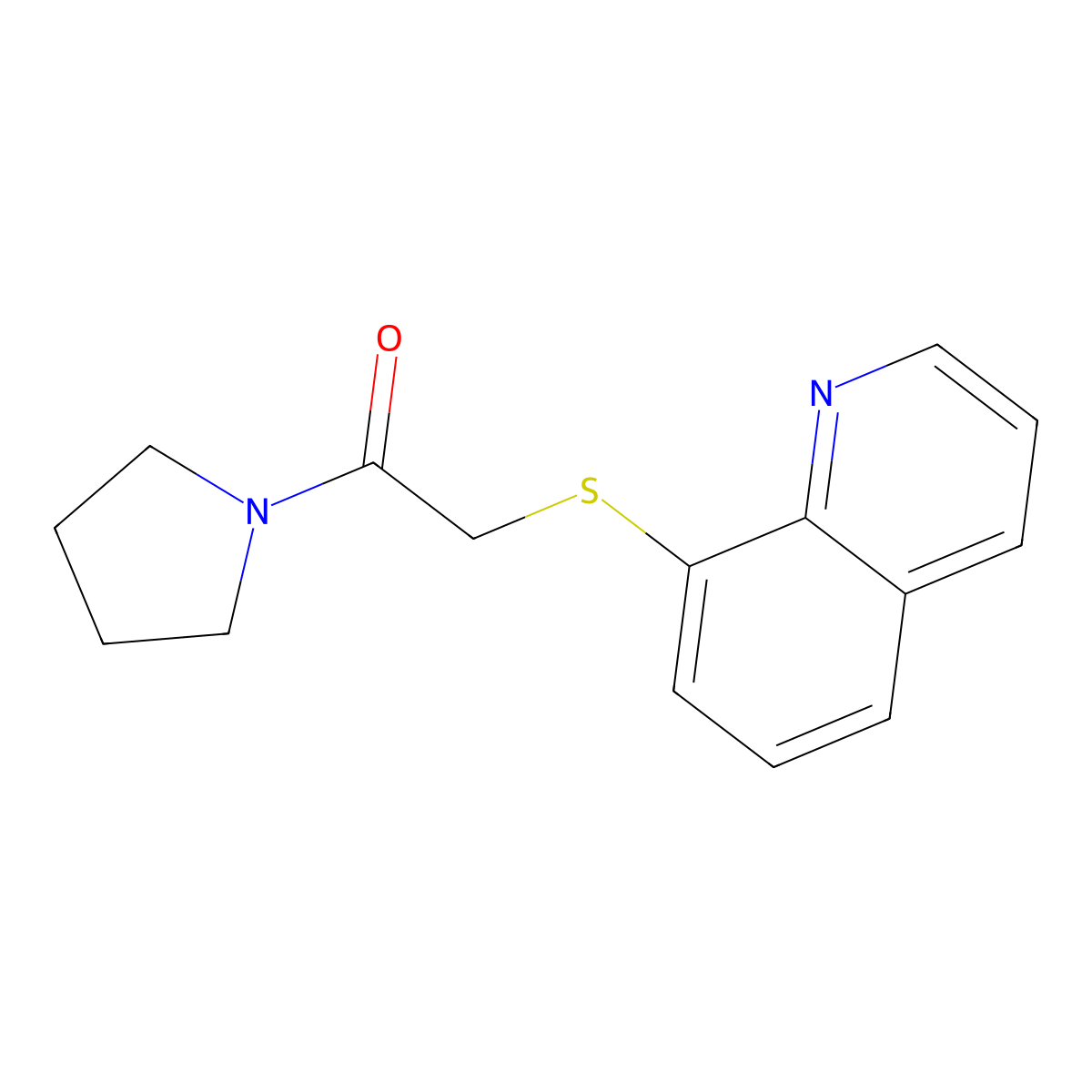1-(1-Pyrrolidinyl)-2-(8-quinolinylthio)ethanone molecular structure, CAS 452944-10-4