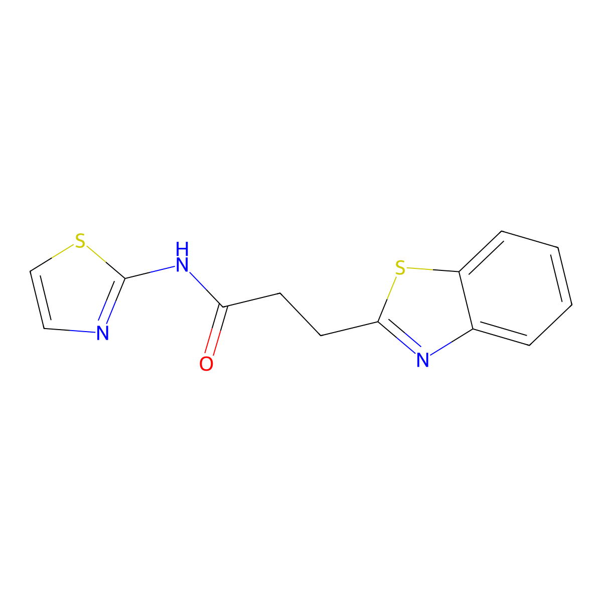 3-(1,3-benzothiazol-2-yl)-N-(1,3-thiazol-2-yl)propanamide molecular structure, CAS 452947-54-5