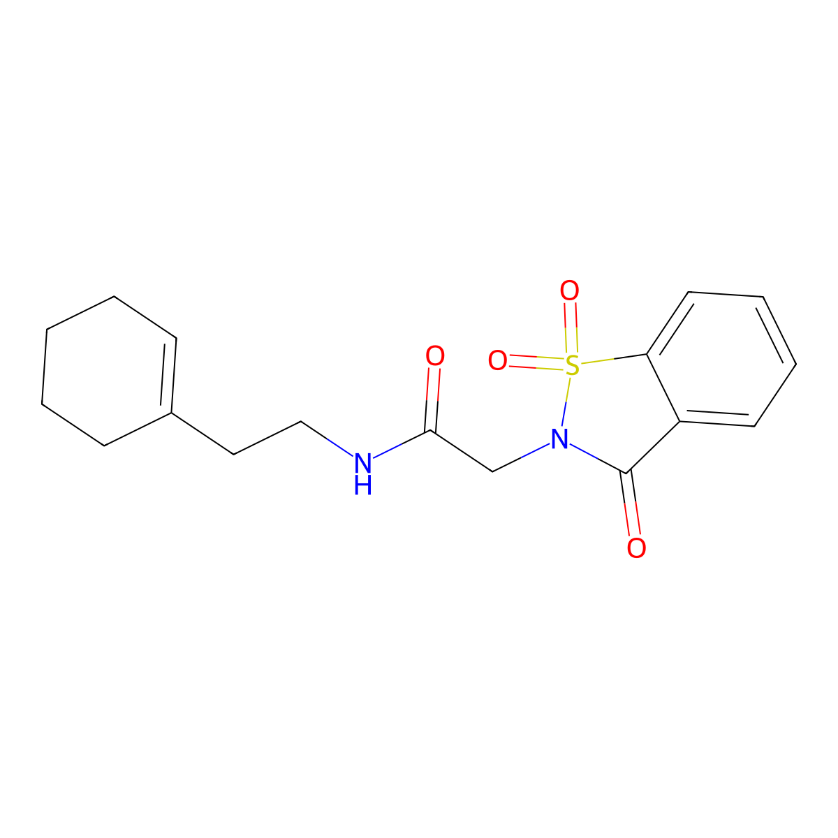 N-[2-(cyclohexen-1-yl)ethyl]-2-(1,1,3-trioxo-1,2-benzothiazol-2-yl)acetamide molecular structure, CAS 452948-31-1