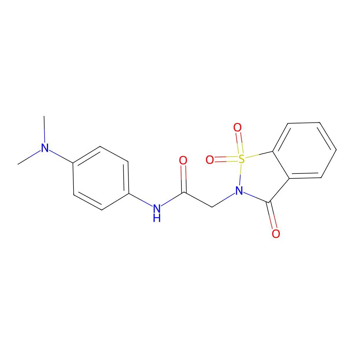 N-(4-(dimethylamino)phenyl)-2-(1,1-dioxido-3-oxobenzo[d]isothiazol-2(3H)-yl)acetamide molecular structure, CAS 452954-63-1