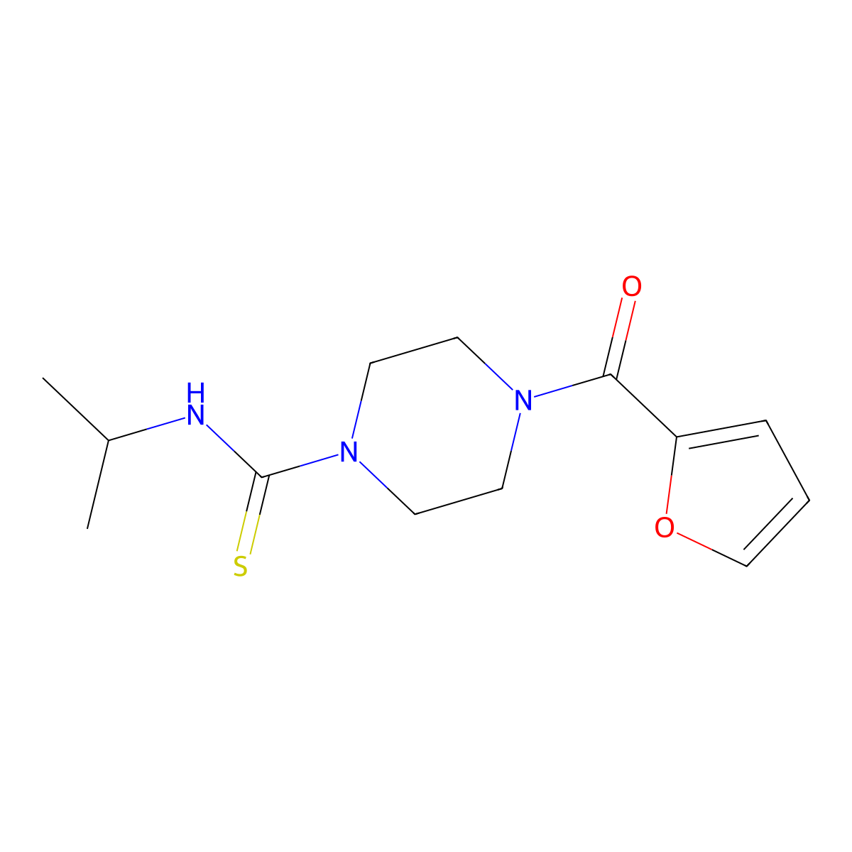 4-(furan-2-carbonyl)-N-(propan-2-yl)piperazine-1-carbothioamide molecular structure, CAS 452958-19-9