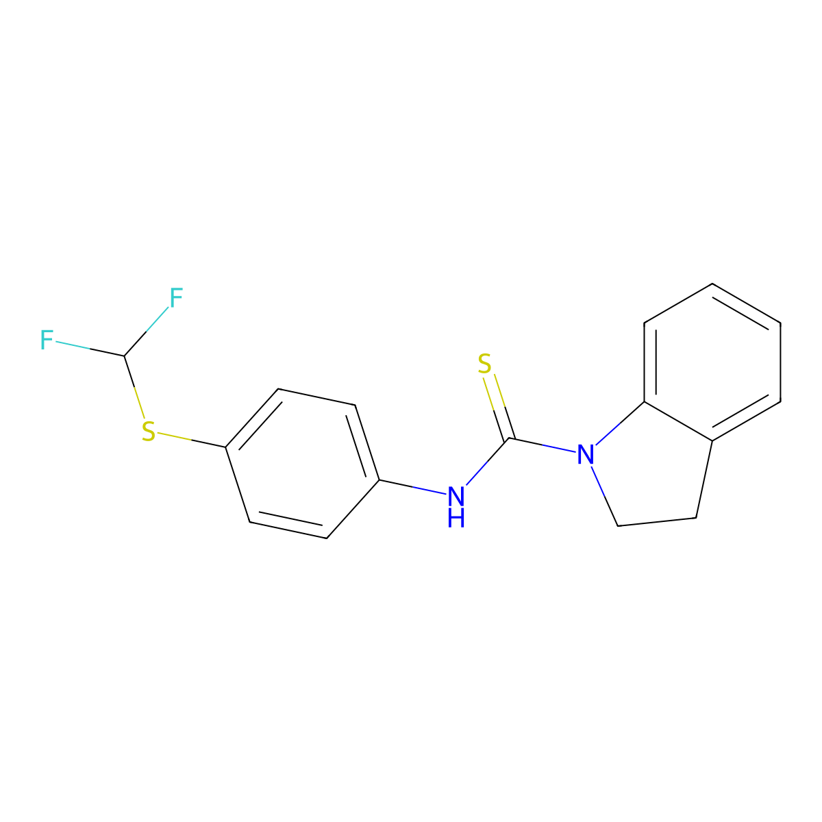 N-{4-[(difluoromethyl)sulfanyl]phenyl}-2,3-dihydro-1H-indole-1-carbothioamide molecular structure, CAS 452960-46-2