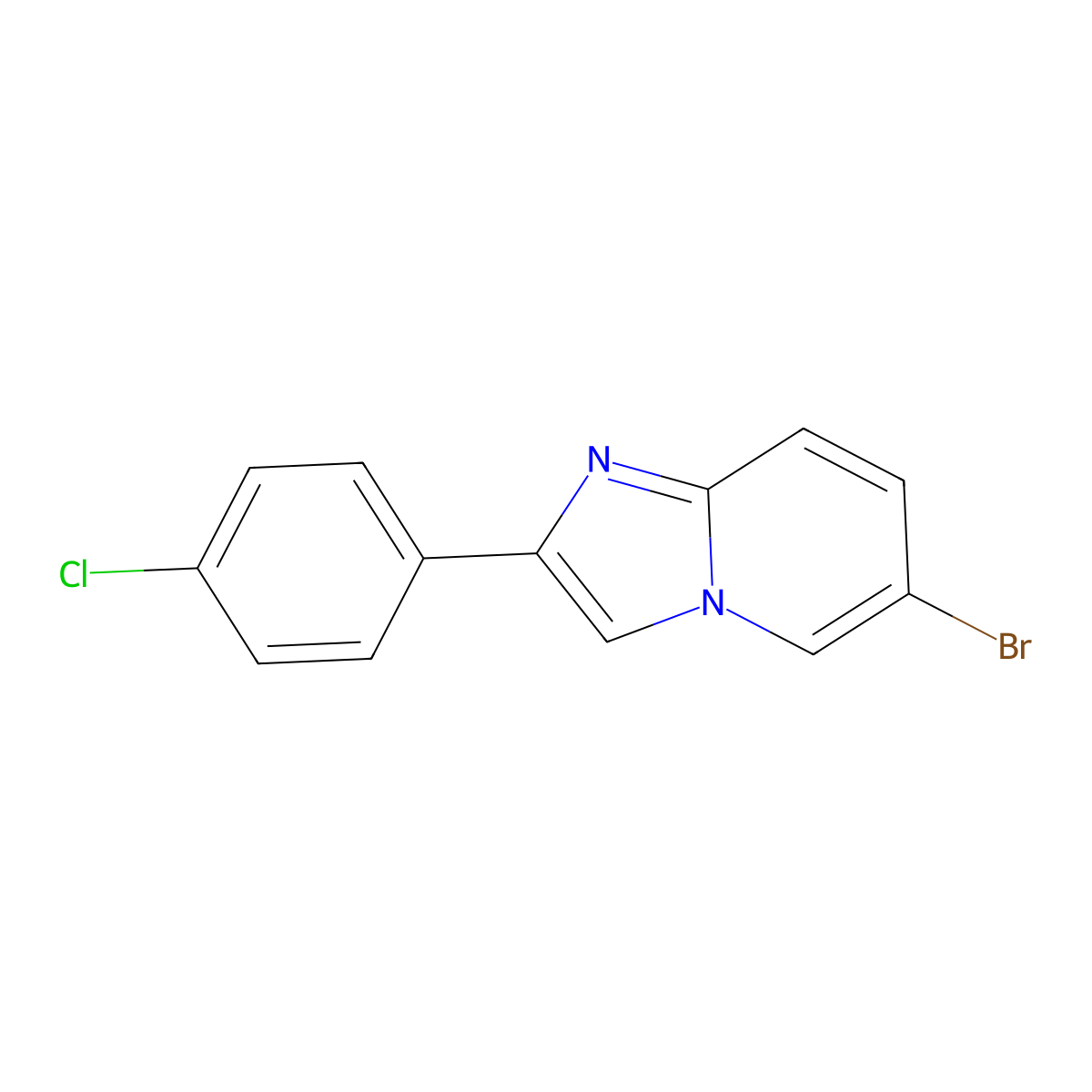 6-Bromo-2-(4-chlorophenyl)imidazo[1,2-a]pyridine molecular structure, CAS 452967-47-4