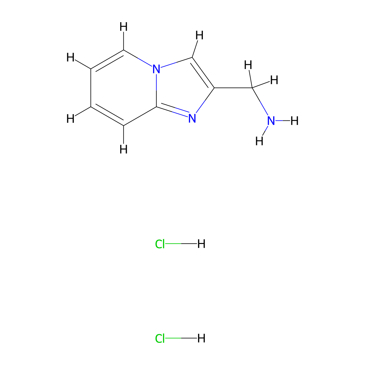 Imidazo[1,2-a]pyridin-2-ylmethanamine dihydrochloride molecular structure, CAS 452967-56-5