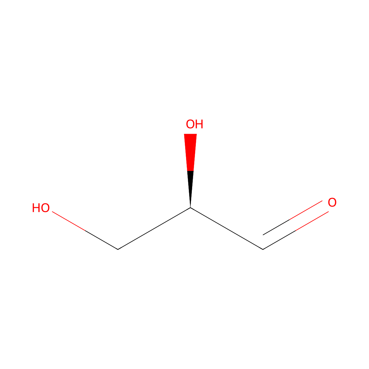 (+)-Glyceraldehyde molecular structure, CAS 453-17-8
