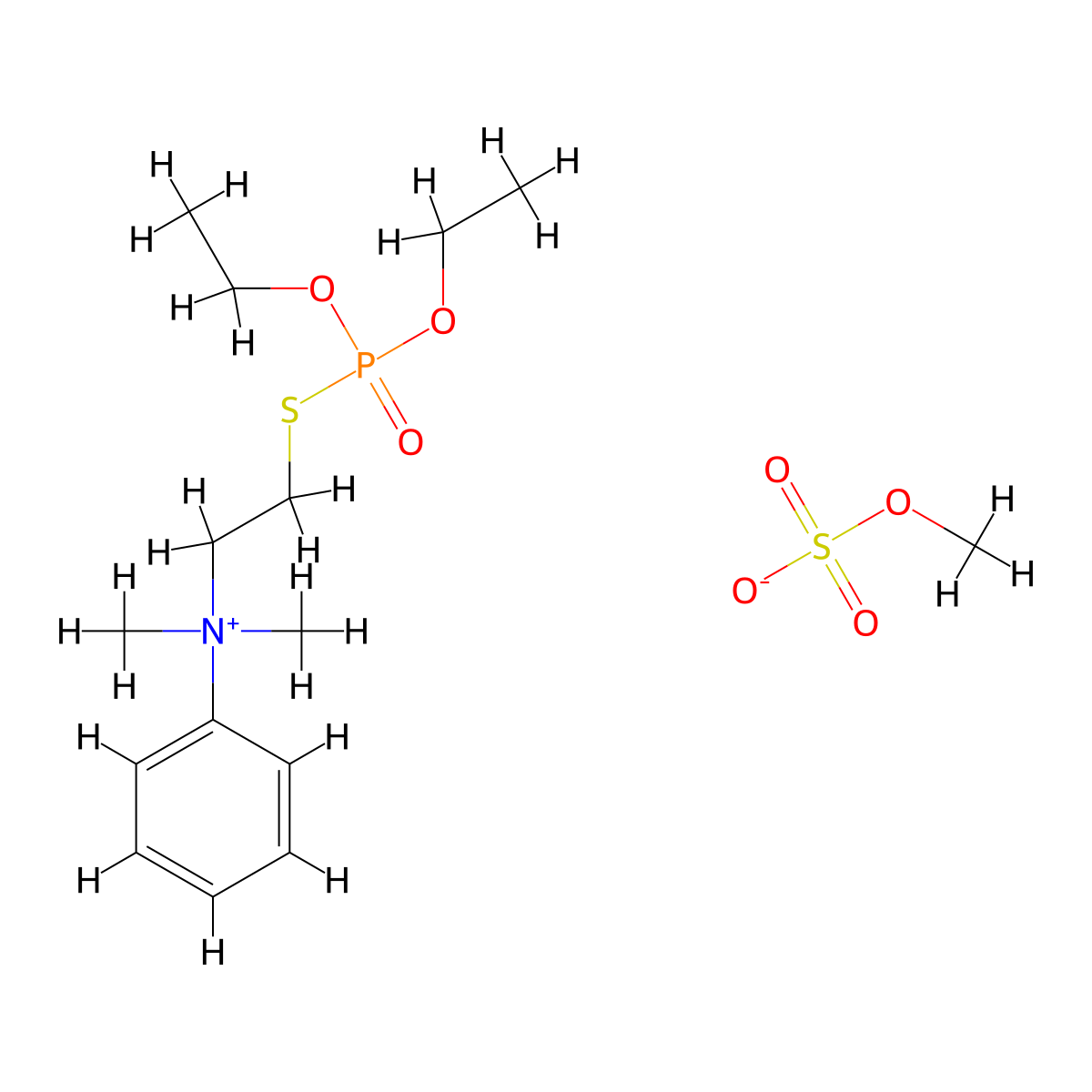 Ammonium, (2-mercaptoethyl)dimethylphenyl-, ethyl sulfate, S-ester with O,O-diethyl phosphorothioate molecular structure, CAS 4532-85-8