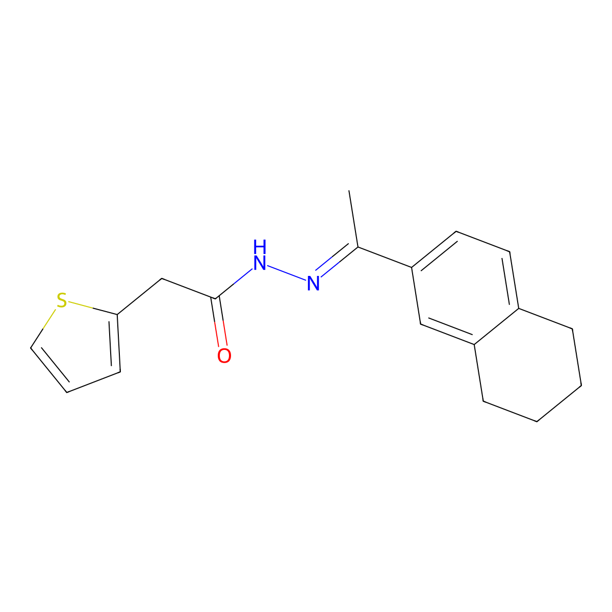 N-[1-(5,6,7,8-tetrahydronaphthalen-2-yl)ethylideneamino]-2-thiophen-2-ylacetamide molecular structure, CAS 4534-97-8