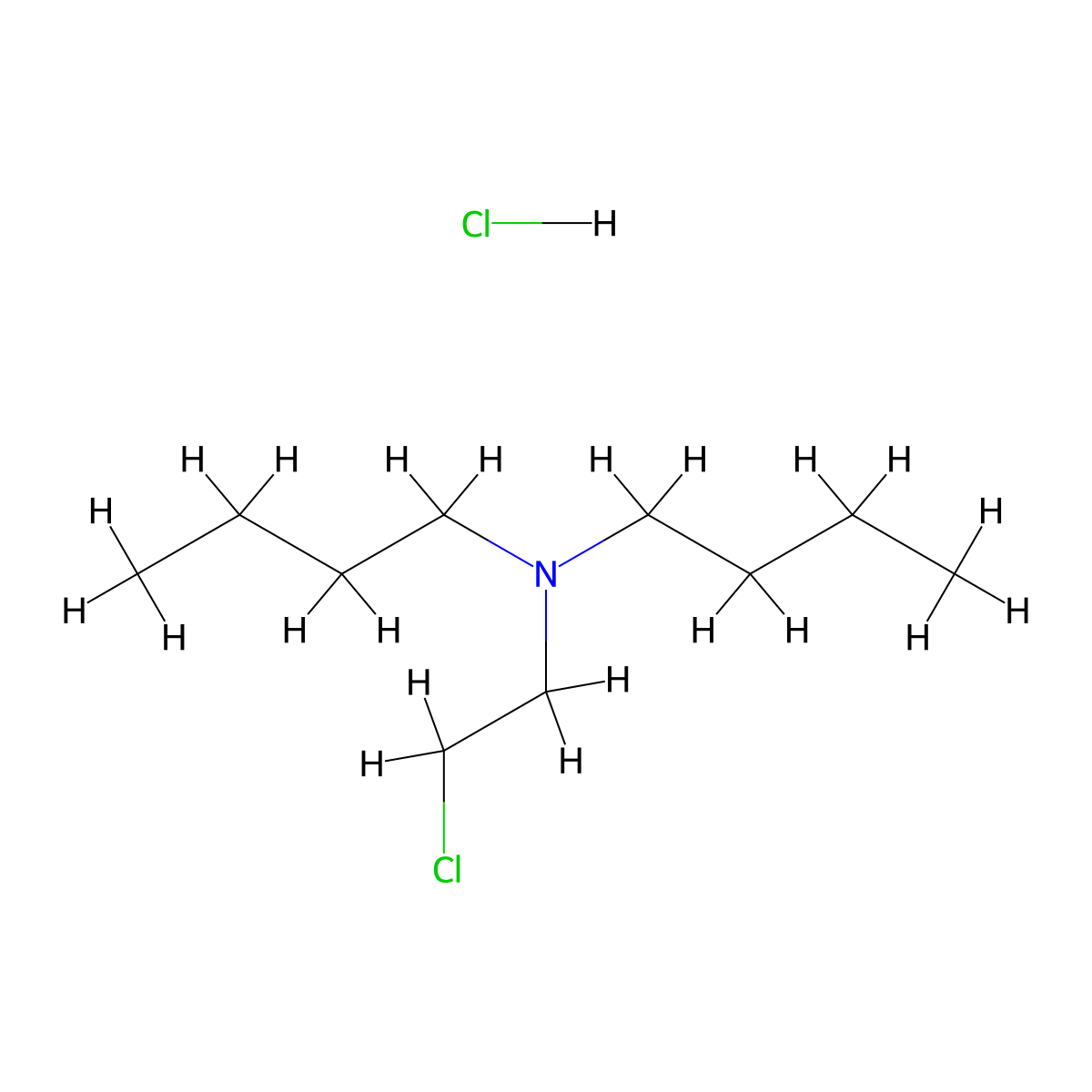 Dibutyl(2-chloroethyl)ammonium chloride molecular structure, CAS 4535-81-3