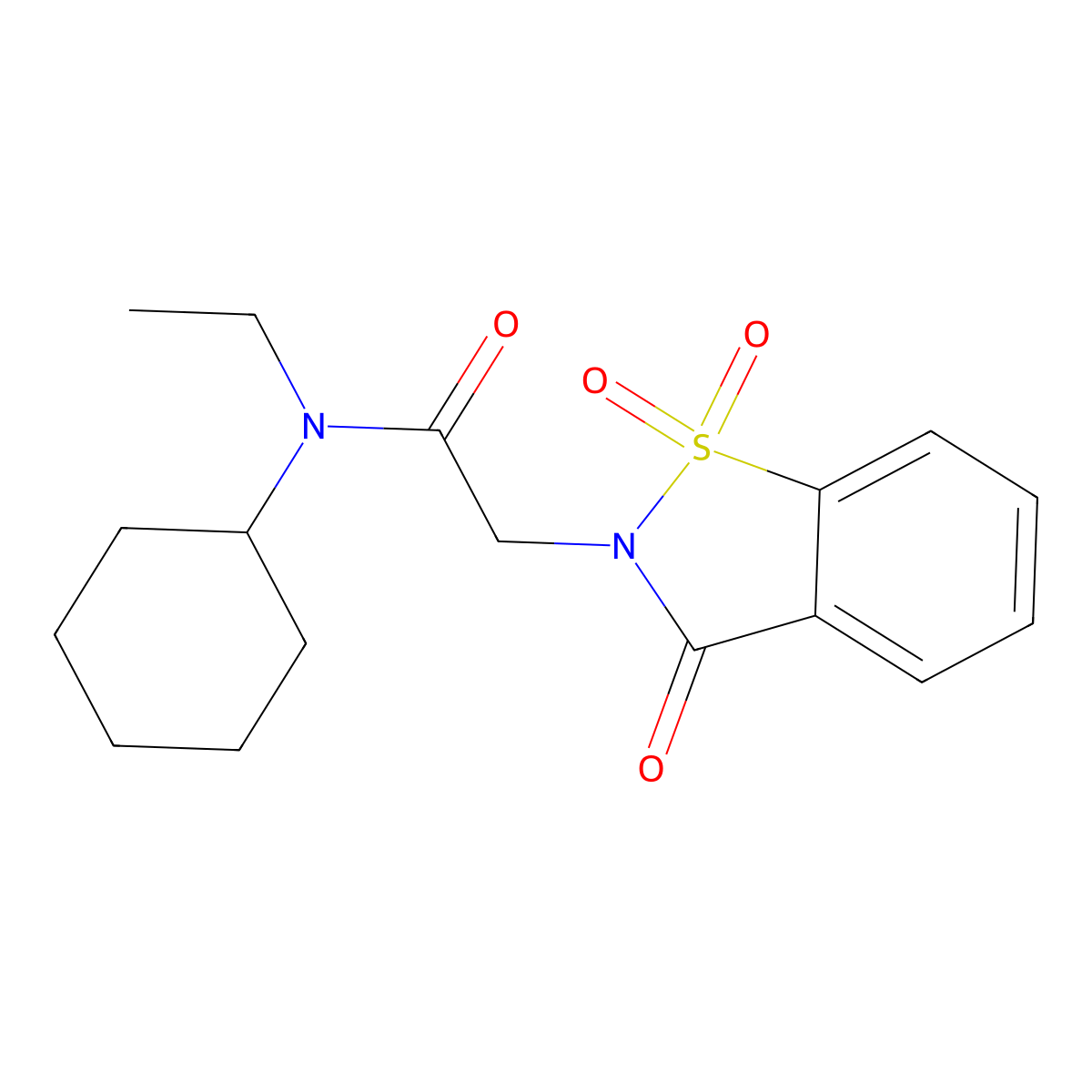 N-cyclohexyl-N-ethyl-2-(1,1,3-trioxo-1,2-benzothiazol-2-yl)acetamide molecular structure, CAS 453514-97-1
