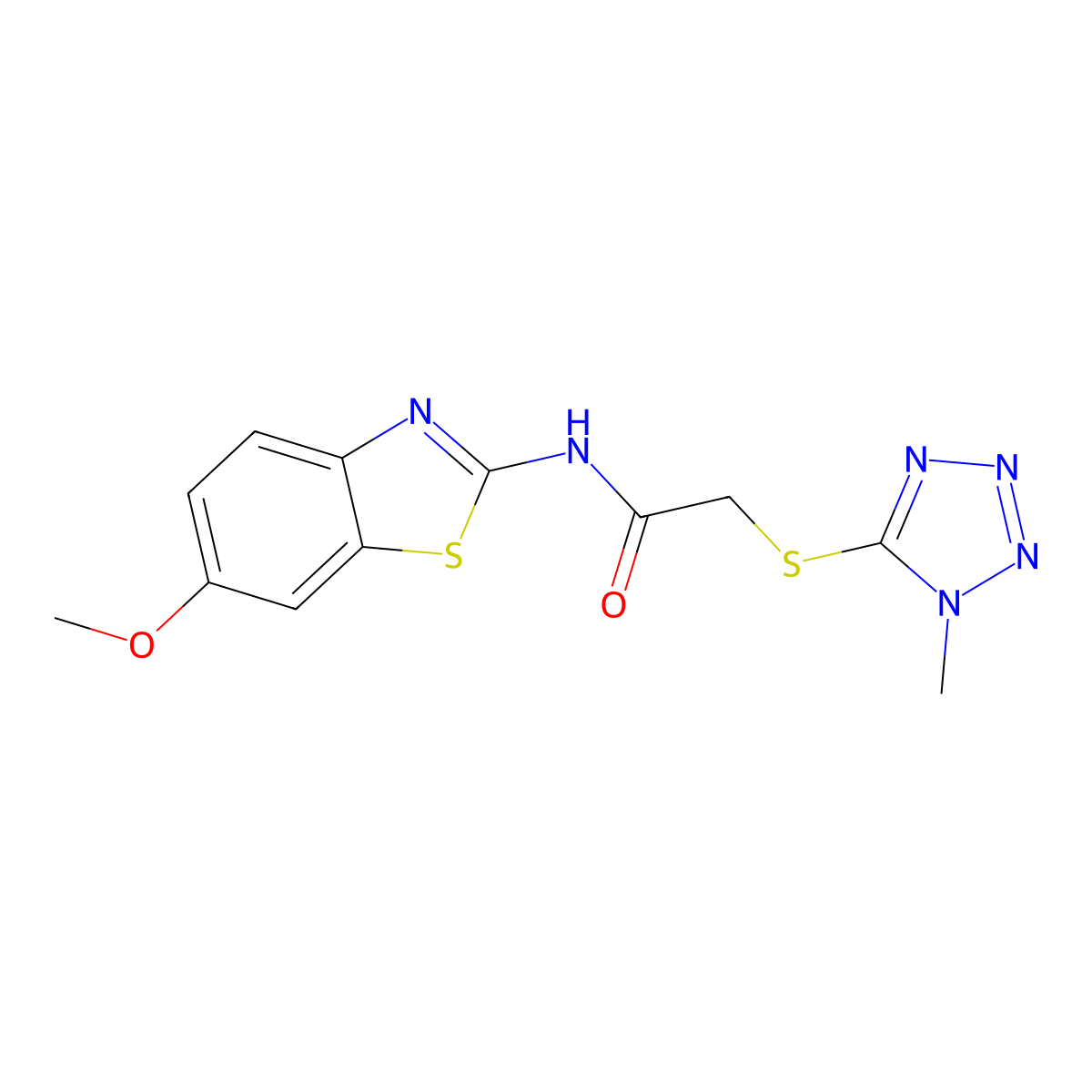 N-(6-methoxy-1,3-benzothiazol-2-yl)-2-(1-methyltetrazol-5-yl)sulfanylacetamide molecular structure, CAS 453516-02-4
