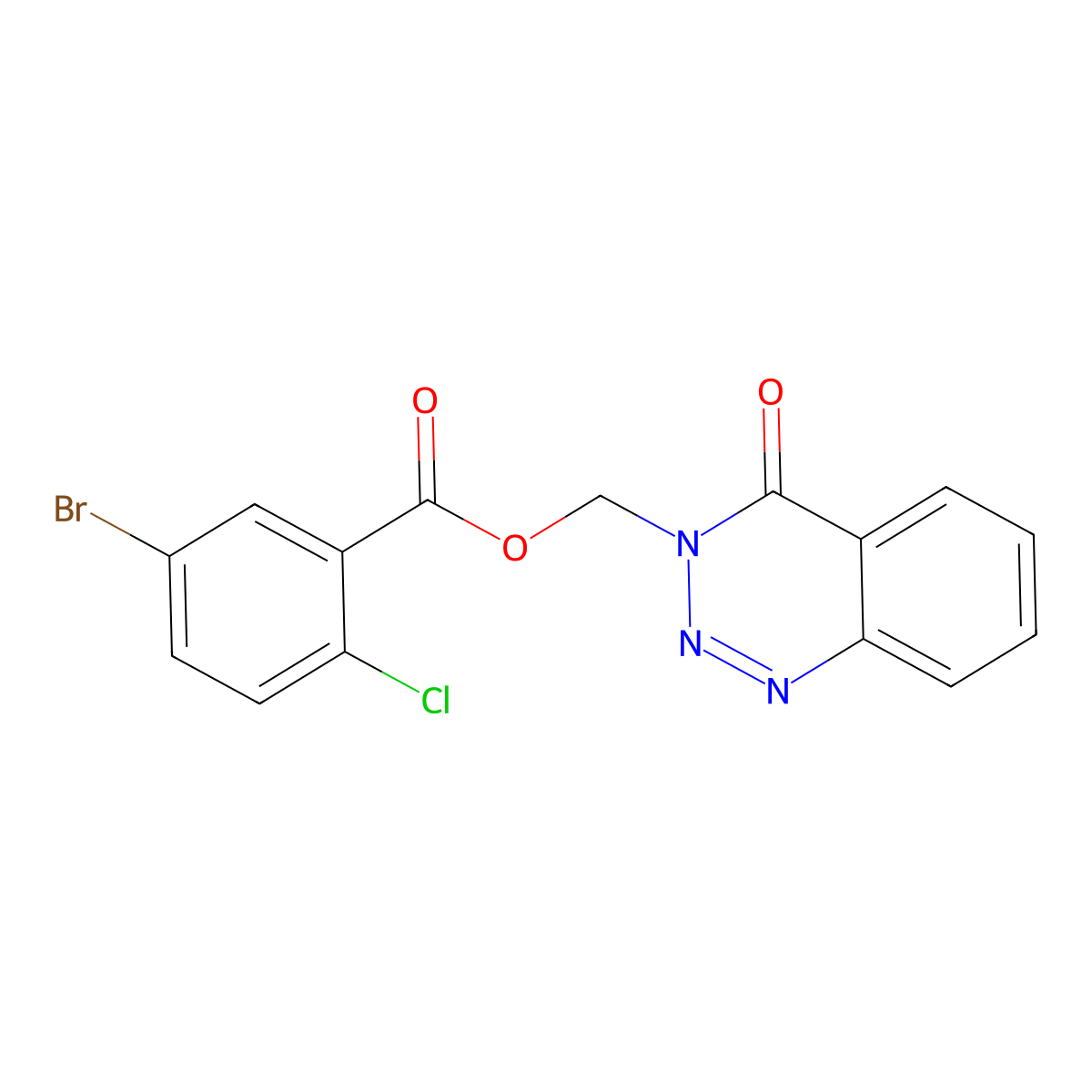 (4-oxobenzo[d][1,2,3]triazin-3(4H)-yl)methyl 5-bromo-2-chlorobenzoate molecular structure, CAS 453516-78-4