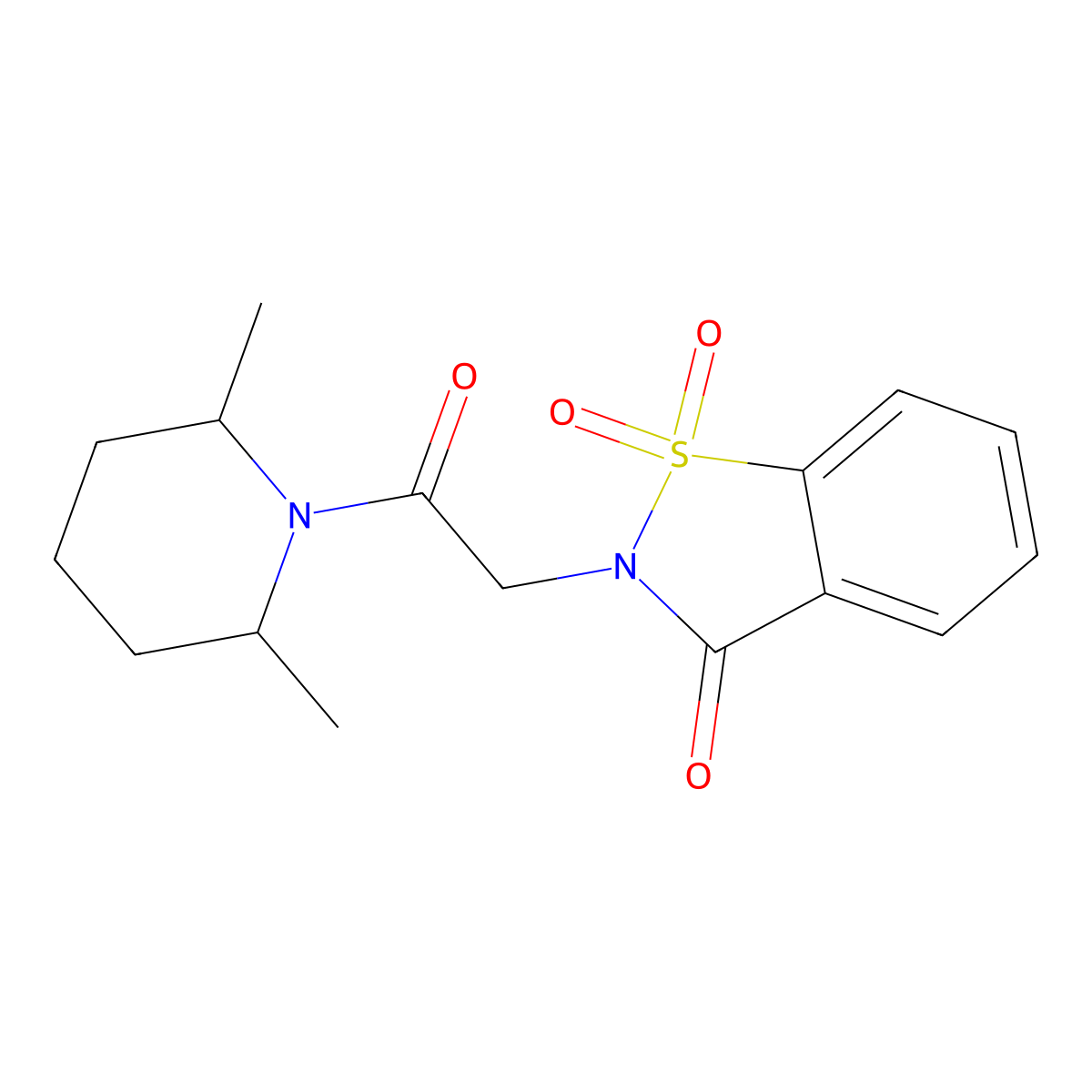 2-[2-(2,6-Dimethylpiperidin-1-yl)-2-oxoethyl]-2,3-dihydro-1lambda6,2-benzothiazole-1,1,3-trione molecular structure, CAS 453519-53-4