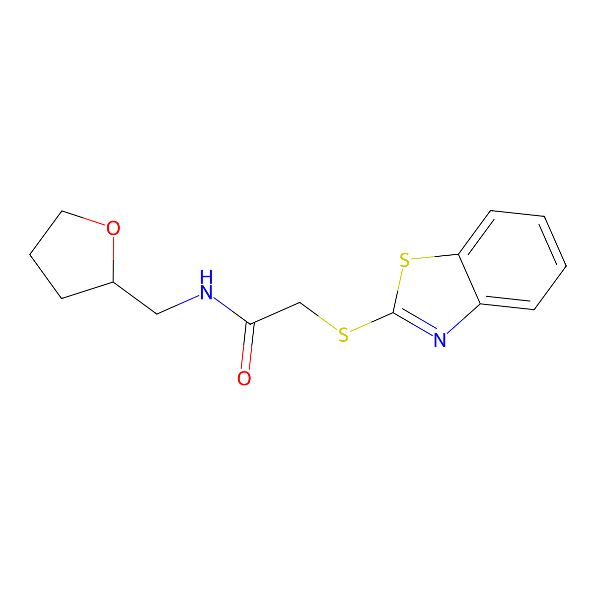2-(1,3-benzothiazol-2-ylsulfanyl)-N-(tetrahydrofuran-2-ylmethyl)acetamide molecular structure, CAS 453520-80-4