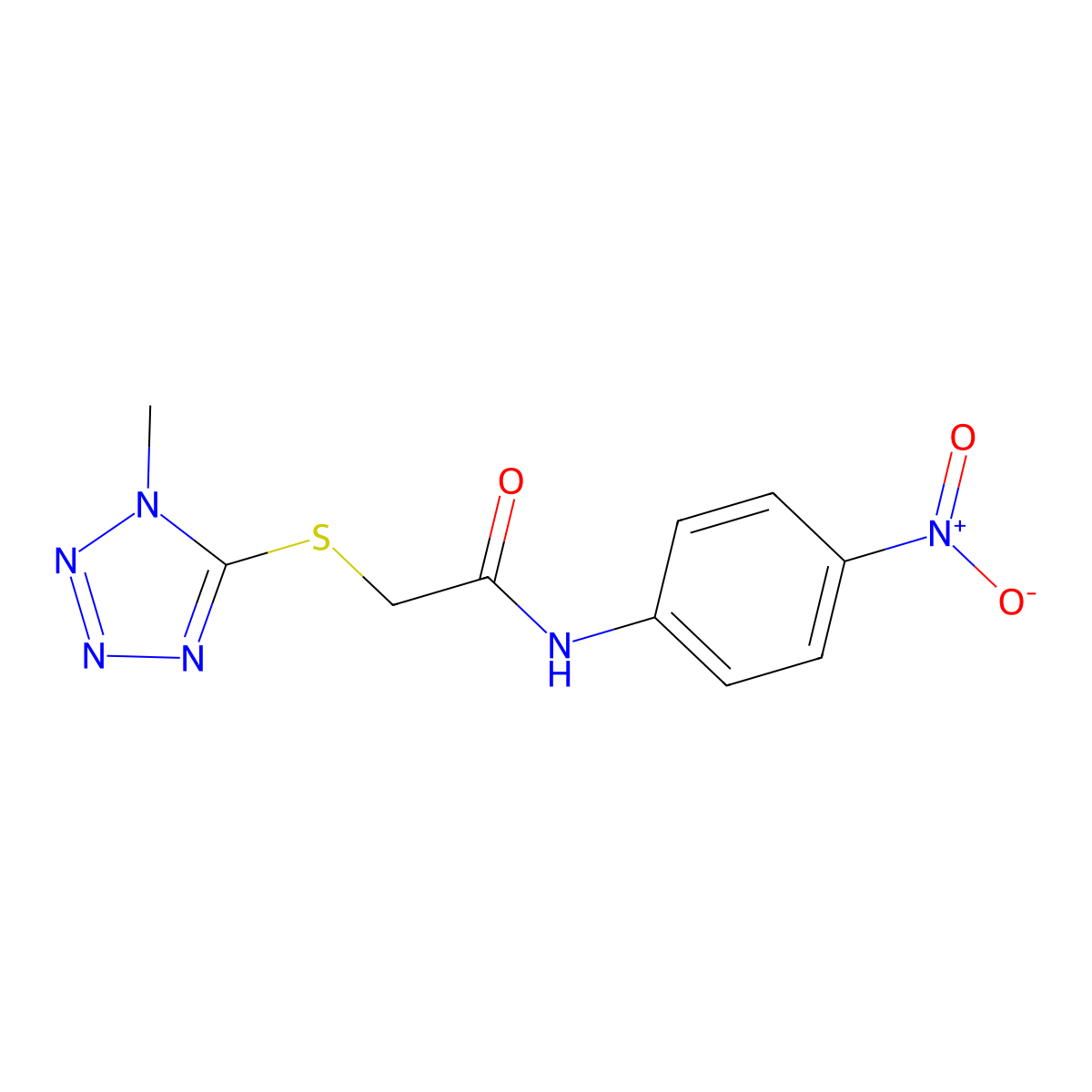2-(1-methyltetrazol-5-yl)sulfanyl-N-(4-nitrophenyl)acetamide molecular structure, CAS 453526-06-2
