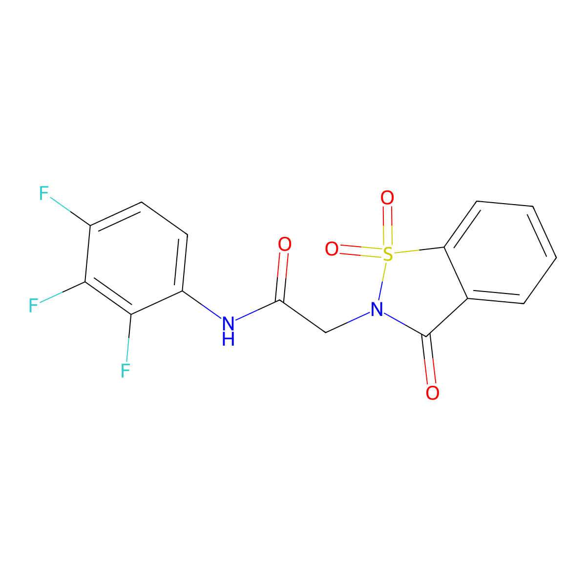 2-(1,1-dioxido-3-oxobenzo[d]isothiazol-2(3H)-yl)-N-(2,3,4-trifluorophenyl)acetamide molecular structure, CAS 453532-13-3