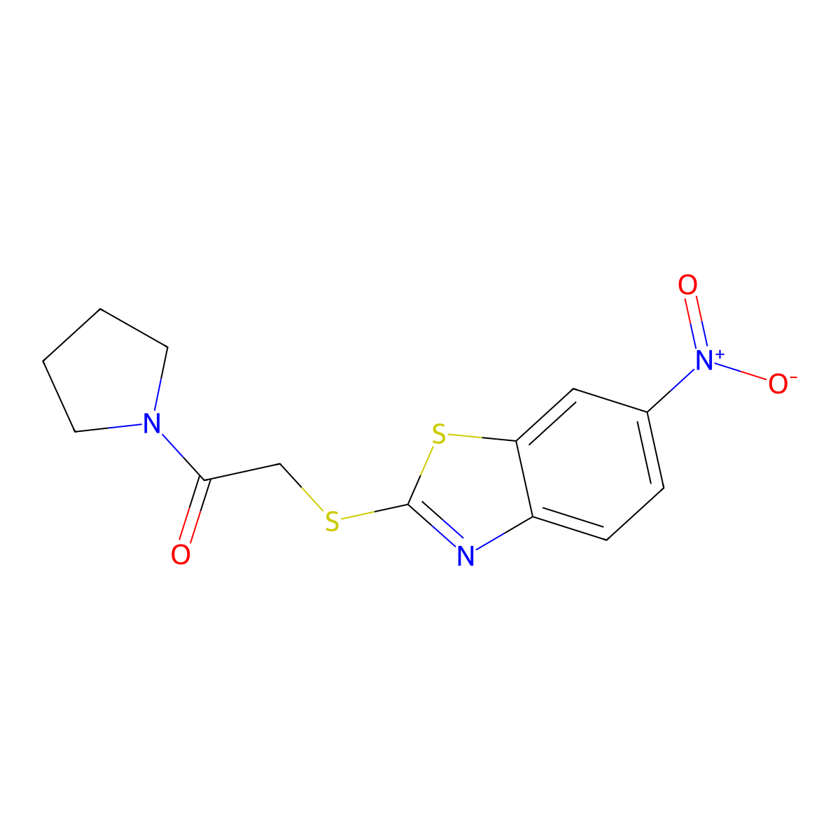 2-[(6-Nitro-1,3-benzothiazol-2-yl)sulfanyl]-1-(pyrrolidin-1-yl)ethanone molecular structure, CAS 453533-02-3