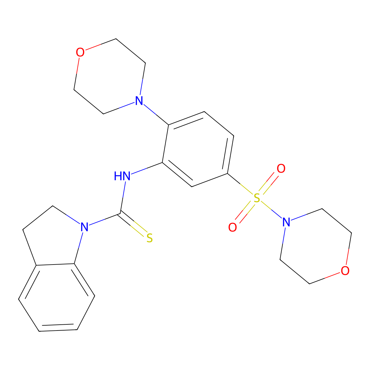 N-(2-morpholin-4-yl-5-morpholin-4-ylsulfonylphenyl)-2,3-dihydroindole-1-carbothioamide molecular structure, CAS 453536-18-0