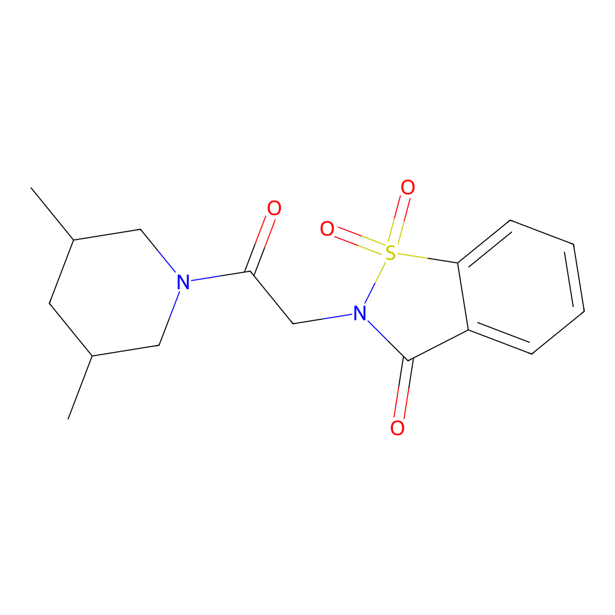 2-[2-(3,5-Dimethylpiperidin-1-yl)-2-oxoethyl]-1,1-dioxo-1,2-benzothiazol-3-one molecular structure, CAS 453536-28-2