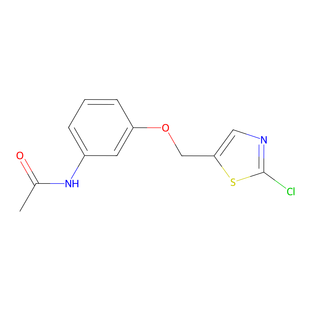 N-(3-((2-Chloro-5-thiazolyl)methoxy)phenyl)acetamide molecular structure, CAS 453557-52-3