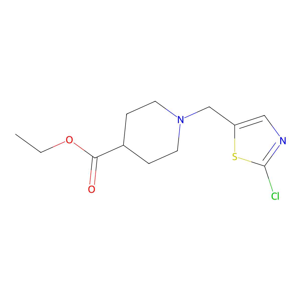 Ethyl 1-[(2-chloro-1,3-thiazol-5-yl)methyl]-4-piperidinecarboxylate molecular structure, CAS 453557-58-9