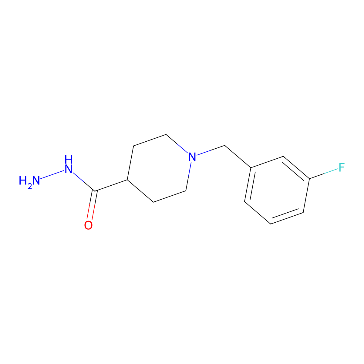 1-(3-Fluorobenzyl)-4-piperidinecarbohydrazide molecular structure, CAS 453557-70-5