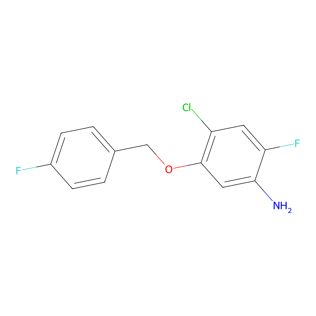 4-Chloro-2-fluoro-5-[(4-fluorobenzyl)oxy]aniline molecular structure, CAS 453557-77-2