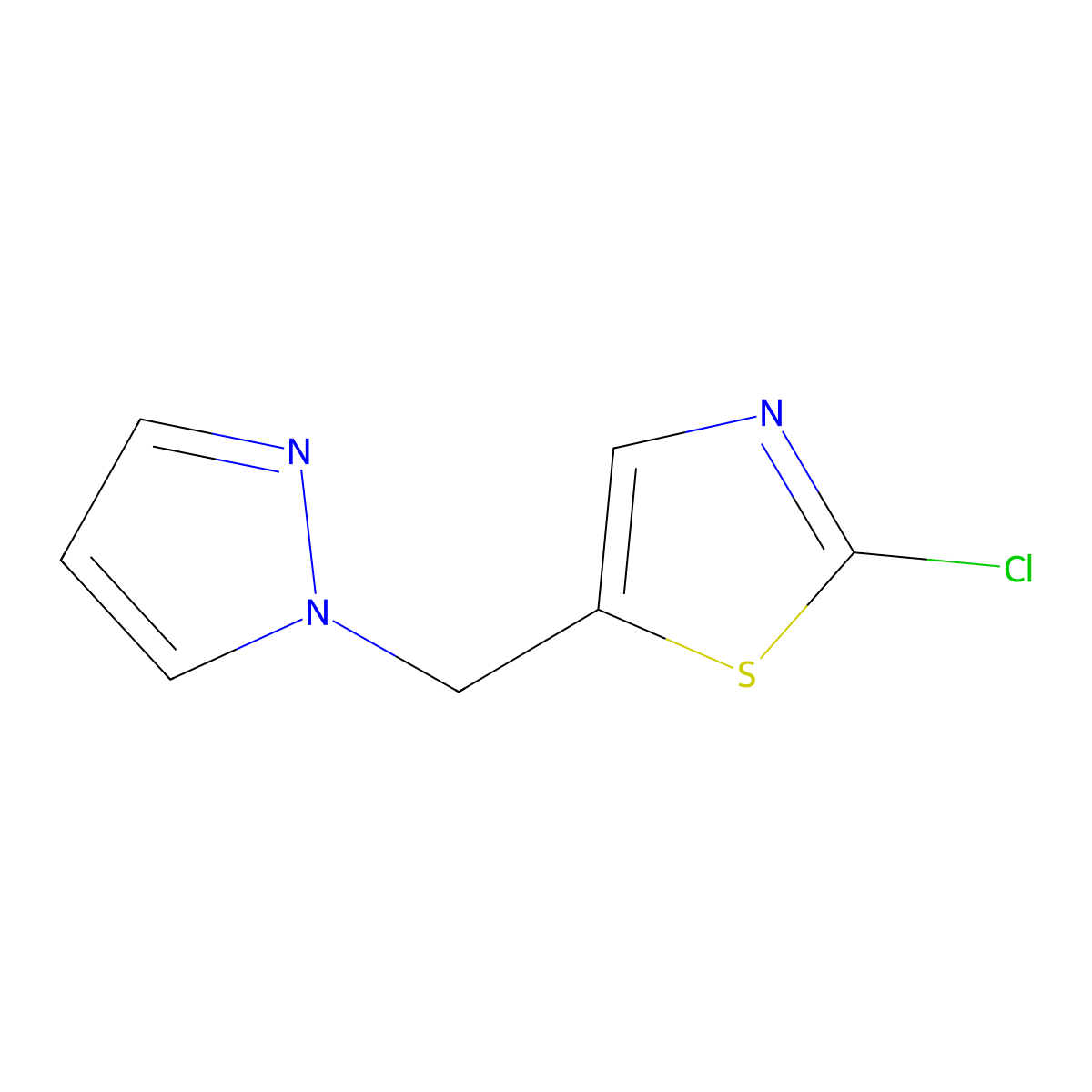 2-chloro-5-(1H-pyrazol-1-ylmethyl)-1,3-thiazole molecular structure, CAS 453557-78-3