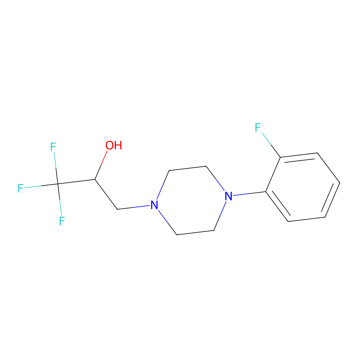 1,1,1-Trifluoro-3-[4-(2-fluorophenyl)piperazino]-2-propanol molecular structure, CAS 453557-80-7