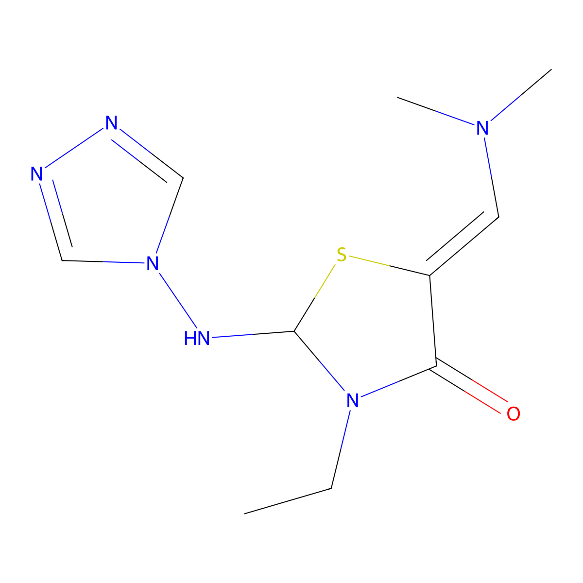 5-[(dimethylamino)methylene]-3-ethyl-2-(4H-1,2,4-triazol-4-ylamino)-1,3-thiazolan-4-one molecular structure, CAS 453557-84-1