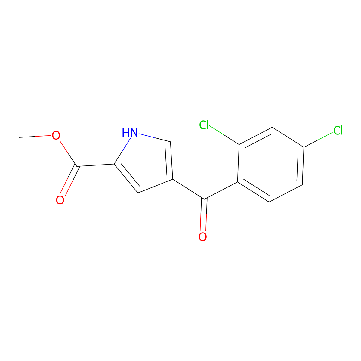 methyl 4-(2,4-dichlorobenzoyl)-1H-pyrrole-2-carboxylate molecular structure, CAS 453557-85-2