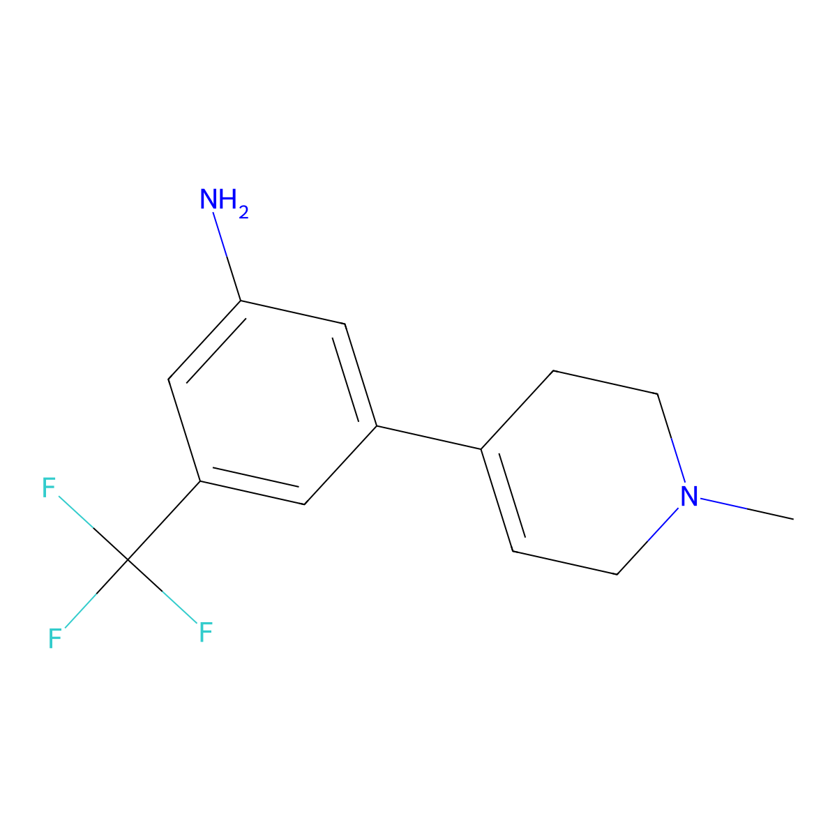 3-(1-Methyl-1,2,3,6-tetrahydropyridin-4-yl)-5-(trifluoromethyl)benzenamine molecular structure, CAS 453560-88-8
