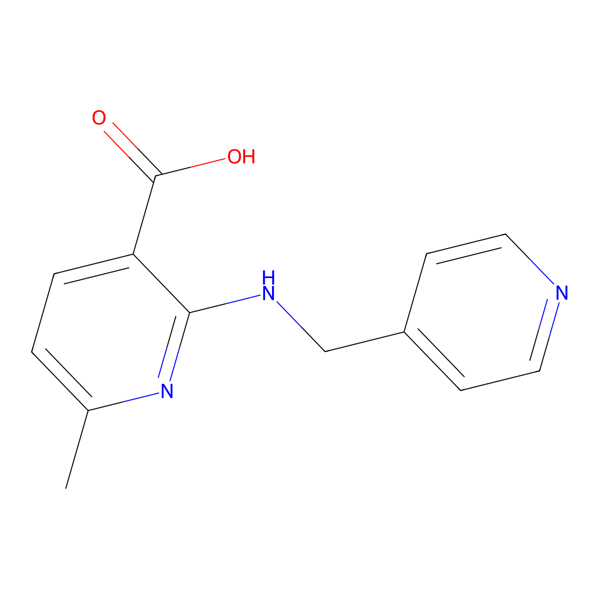 6-Methyl-2-[(pyridin-4-ylmethyl)amino]pyridine-3-carboxylic acid molecular structure, CAS 453561-10-9