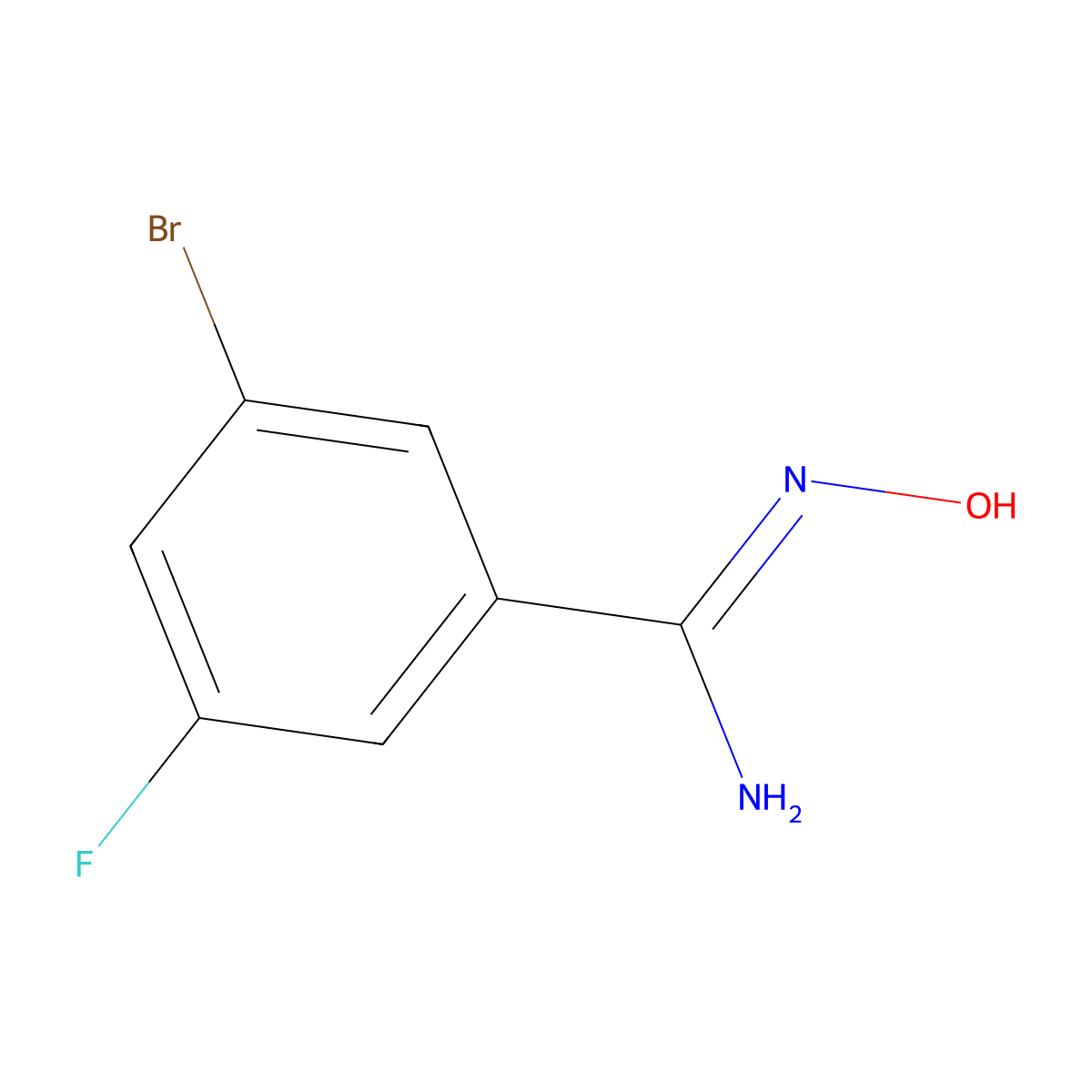 3-Bromo-5-fluoro-N'-hydroxybenzene-1-carboximidamide molecular structure, CAS 453565-62-3