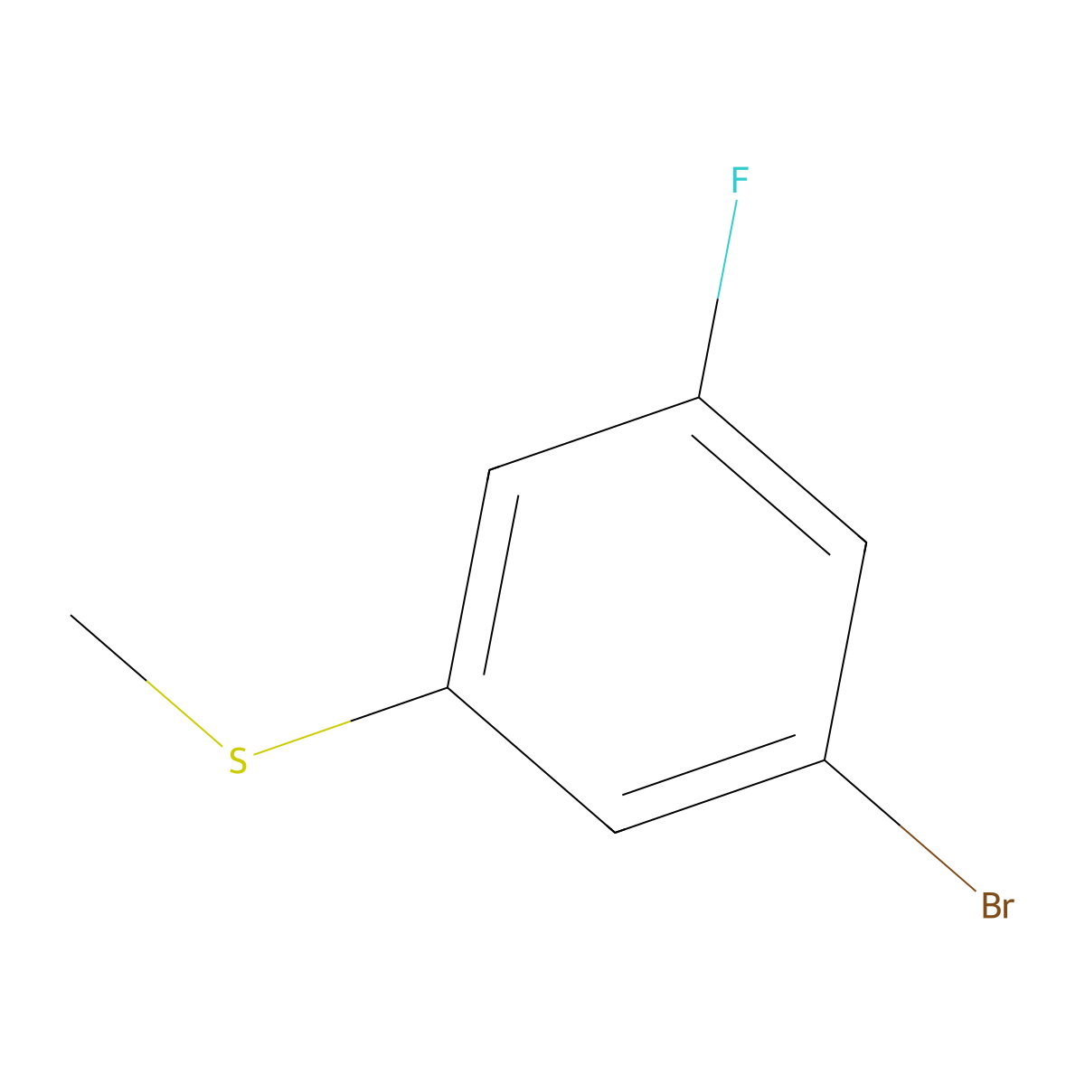 1-Bromo-3-fluoro-5-(methylsulfanyl)benzene molecular structure, CAS 453566-03-5