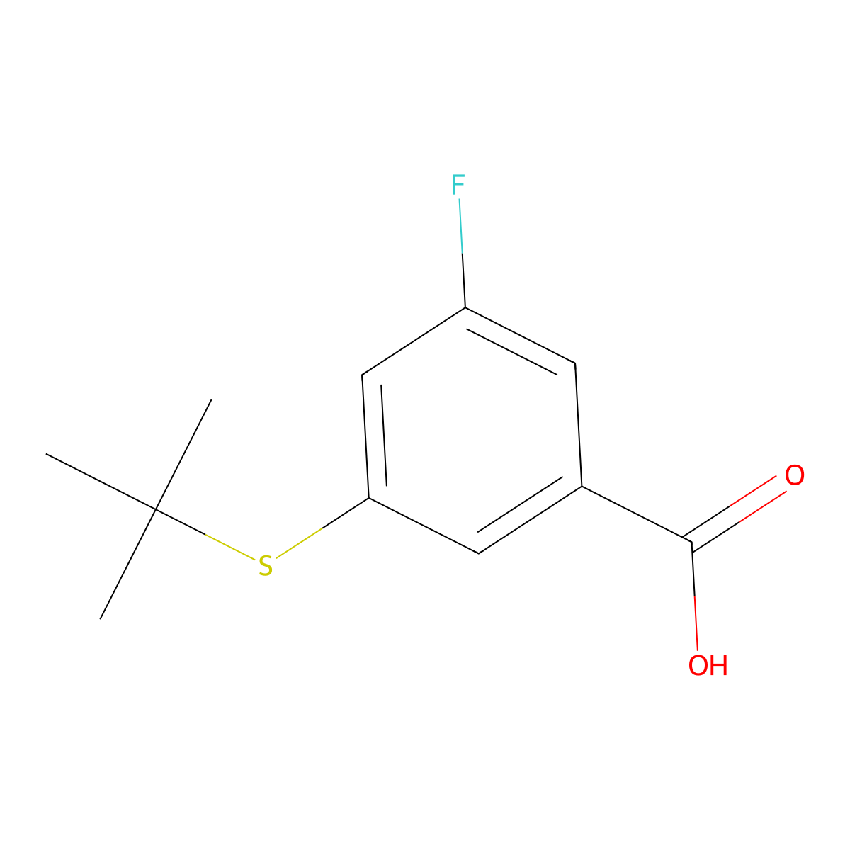 3-[(1,1-Dimethylethyl)thio]-5-fluorobenzoic acid molecular structure, CAS 453567-44-7