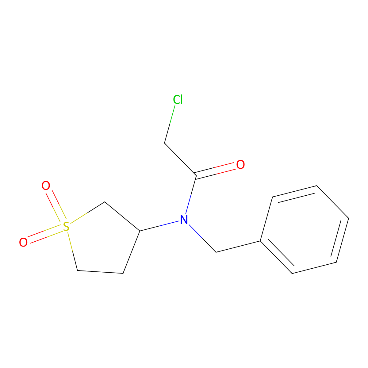 N-benzyl-2-chloro-N-(1,1-dioxo-1lambda6-thiolan-3-yl)acetamide molecular structure, CAS 453576-43-7