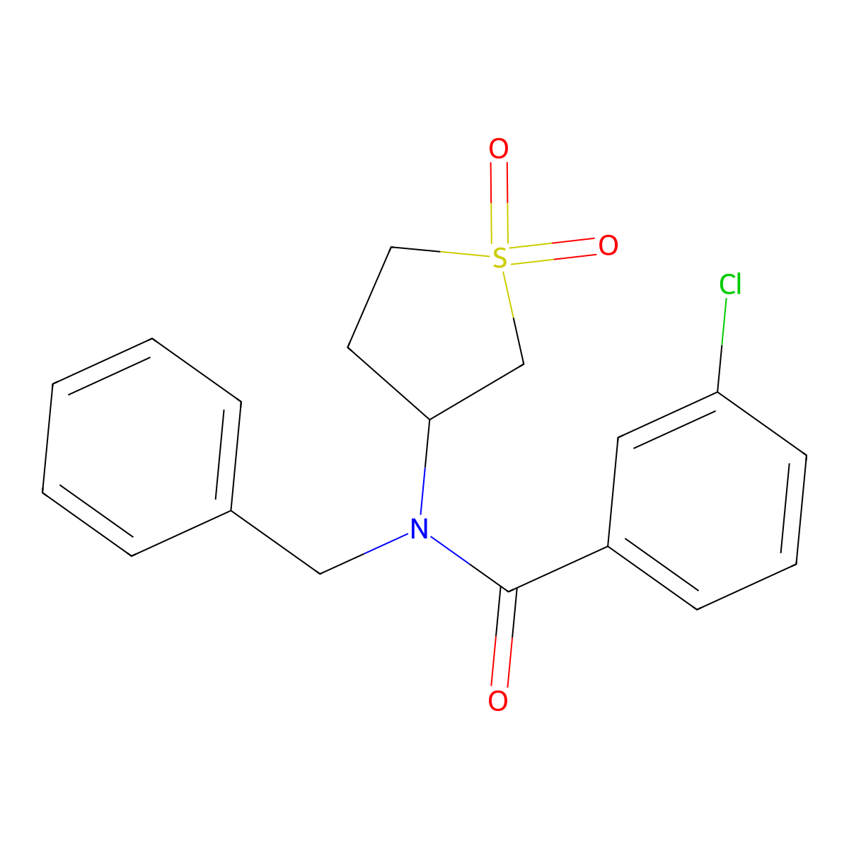 N-benzyl-3-chloro-N-(1,1-dioxidotetrahydrothiophen-3-yl)benzamide molecular structure, CAS 453576-49-3