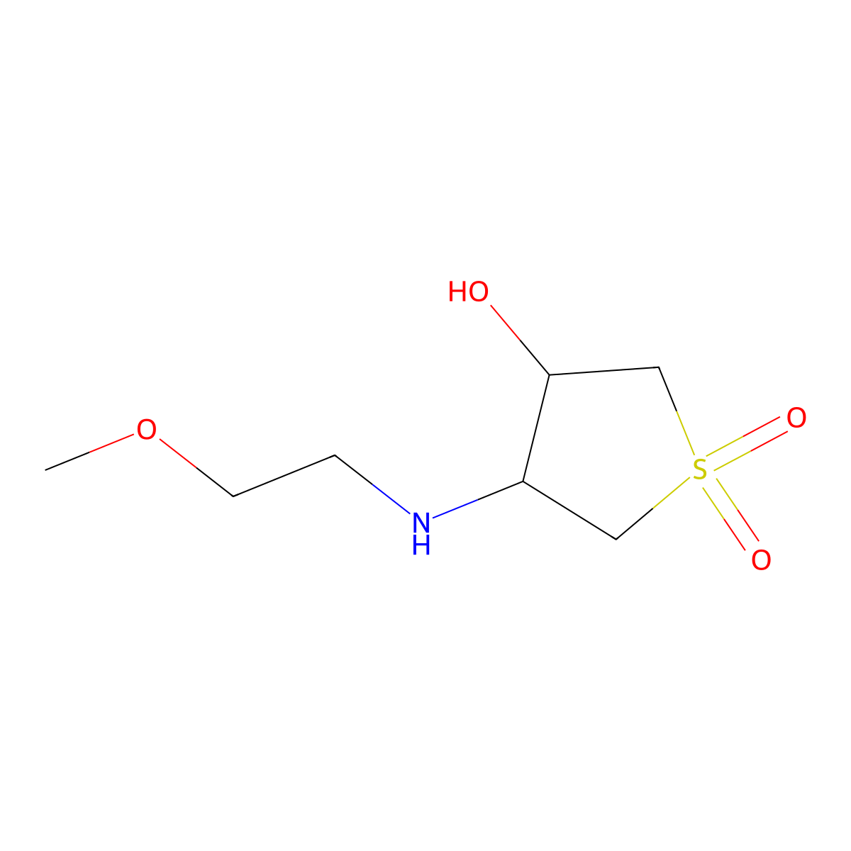 4-(2-Methoxyethylamino)-1,1-dioxo-tetrahydro-thiophen-3-ol molecular structure, CAS 453577-53-2