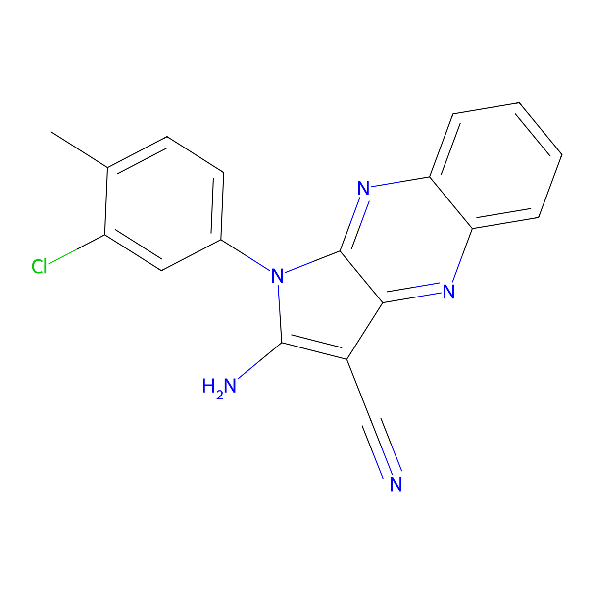 2-Amino-1-(3-chloro-4-methylphenyl)pyrrolo[3,2-b]quinoxaline-3-carbonitrile molecular structure, CAS 453577-79-2