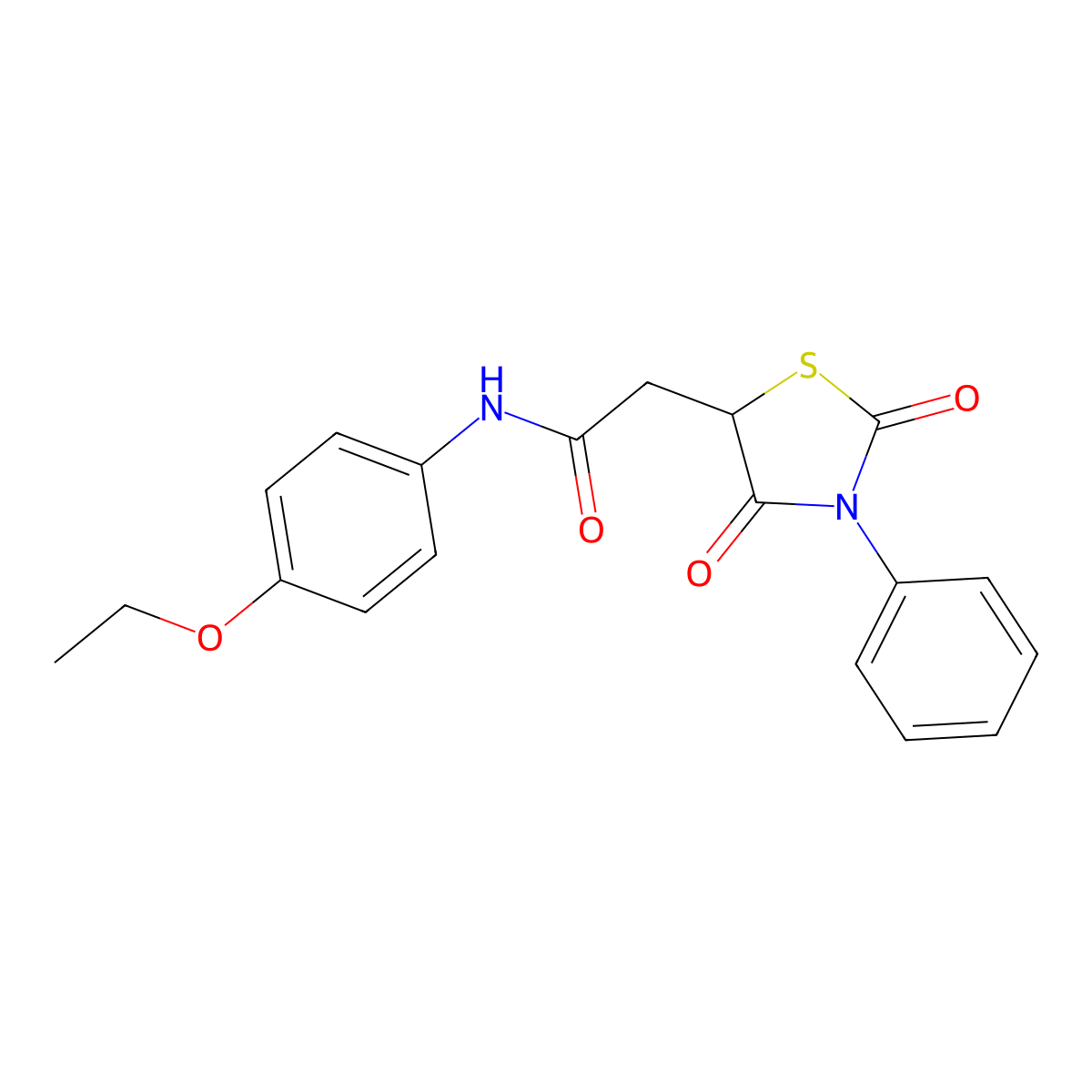 2-(2,4-dioxo-3-phenyl-1,3-thiazolidin-5-yl)-N-(4-ethoxyphenyl)acetamide molecular structure, CAS 453578-98-8