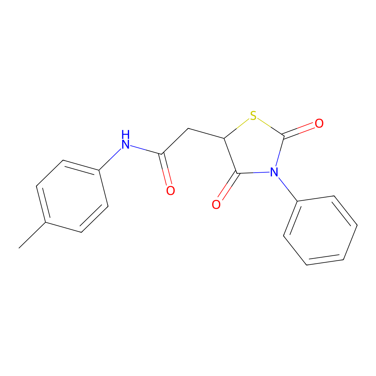 2-(2,4-dioxo-3-phenyl-1,3-thiazolidin-5-yl)-N-(4-methylphenyl)acetamide molecular structure, CAS 453579-07-2